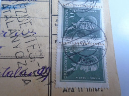D187466  Parcel Card  (cut) Hungary 1937  PUSZTAMAGYARÓD (Zala) - Colis Postaux