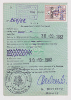 Morocco And Belgium 1982/83 Consular Passport Fiscal Revenue Visa Stamps On Fragment Page (52017) - Dokumente