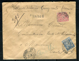Enveloppe En Chargé De Pertuis En 1896 Pour Marcenat Avec Sages 15ct +50ct - 1877-1920: Periodo Semi Moderno