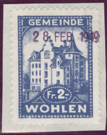 Heimat AG WOHLEN 1949-02-28 Fiskalmarken 2.-Fr. Briefstück - Fiscaux