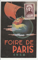 Carte Foire De Paris, 1948 + Timbre Personnalités - Brieven En Documenten
