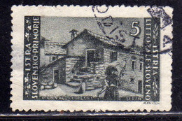 ISTRIA E LITORALE SLOVENO 1946 TIRATURA DI ZAGABRIA LIRE 5 USATO USED OBLITERE' - Ocu. Yugoslava: Litoral Esloveno