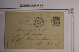 AM5 FRANCE  BELLE CARTE  1897  ++CONVOYEUR LIGNES VERDUN   ++   +AFFRANCH.PLAISANT - Spoorwegpost