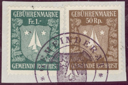Heimat AG ROTHRIST Fiskalmarken 1:- Fr.+ 50 Rp. Briefstück - Fiscaux