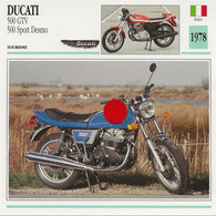 Transports - Sports Moto - Carte Fiche Technique Moto - Ducati 500 GTV 500 Sport Desmo ( Tourisme )( Italie 1978 ) - Sport Moto