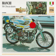 Transports - Sports Moto - Carte Fiche Technique Moto - Bianchi 500 C Freccia Azzurro ( Course )( Italie 1936 ) - Sport Moto