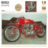 Transports - Sports Moto - Carte Fiche Technique Moto - Benelli 500 Grand Prix  ( Course )( Italie 1938 ) - Sport Moto