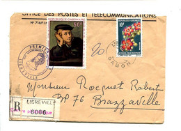 GABON 1970 - Affr. Sur Lettre Recommandée + Cachet - Peinture RAPHAEL - Gabon