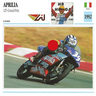 Transports - Sports Moto - Carte Fiche Technique Moto - Aprilia 125 Grand Prix  ( Course )( Italie 1992 ) - Sport Moto