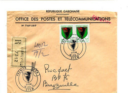 GABON 1971 - Affr. Sur Lettre Recommandée + Cachet - Héraldisme / Blason - Gabón (1960-...)