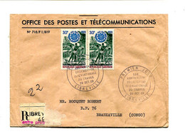 GABON 1969 - Affr. Sur Lettre Recommandée + Cachet - Organisation Internationale Du Travail - Gabon