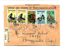 GABON 1969 - Affr. Sur Lettre Recommandée + Cachet - Papillons Butterfly - Papillons