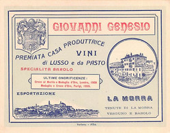 013498 "(TO) LA MORRA - GIOVANNI GENESIO - PREMIATA CASA PRODUTTRICE VINI DI LUSSO E DA PASTO........." CARTONC. PUBBL. - Pubblicitari