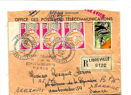 GABON 1971 - Affr. Sur Lettre Recommandée + Cachet + Etiquette Douane - Gabon (1960-...)