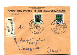 GABON 1972 - Affr. Sur Lettre Recommandée + Cachet  - Héraldisme / Blason - Gabon (1960-...)