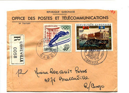 GABON 1972 - Affr. Sur Lettre Recommandée + Cachet  - Jeux Olympiques / UNESCO Pour Venise - Gabon