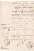 Paris - Palais De Justice -  Certificat De Non-imposition Ni Appel En 1898 Par Le Greffier Du Tribunal De La Seine - Seals Of Generality