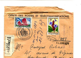 GABON 1971 - Affr. Sur Lettre Recommandée + Cachet + Etiquette Douane - Télécommunication - Gabon