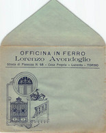 013502 "TORINO - LUCENTO - LORENZO AVONDOGLIO - OFFICINA IN FERRO"  BUSTA.  PUBBL. - Pubblicitari