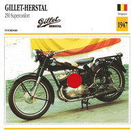 Transports - Sports Moto - Carte Fiche Technique Moto - Gillet Herstal 250 Superconfort ( Tourisme )(Belgique 1947 ) - Motociclismo