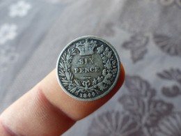Royaume-uni Six Pence 1844 Victoria, Large 44, TB- - H. 6 Pence
