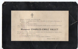 VP18.943 - RIXHEIM X LA FERTE SOUS JOUARRE 1910 - Généalogie - Faire Part De Décès De Mr Charles Emile VALLET - Obituary Notices