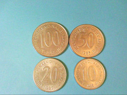 Jugoslavien / 4 Münzen / Dinara, Je 1 X 100, 50, 20, 10 Dinara. - Numismatica