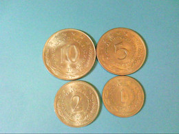 Jugoslavien / 4 Münzen / Dinara, Je 1 X 10, 5, 2, 1 Dinara. - Numismatiek