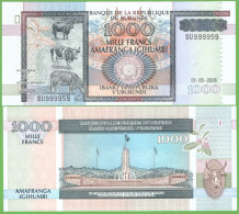 BURUNDI 1000 FRANCS 2006  P-39d  UNC  NUMBER 999959 - Burundi