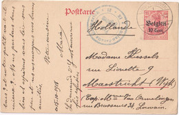 Stamped Stationery Belgium German Occupation - Sent From Löwen Leuven To Maastricht - Ocupación Alemana