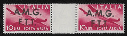 TRIESTE-ZONA A-posta Aerea-1947: 2 Valori Nuovi Stl Da Lire 10 Soprastampati AMG-FTT SU 2 RIGHE-PONTE-ott.condizioni - Poste Aérienne