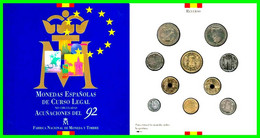 ESPAÑA COLECCIÓN CARTERA OFICIAL CON ESTUCHE FNMT  PESETAS 8 VALORES FDC (S/C) AÑO 1992 10 MONEDAS - Mint Sets & Proof Sets