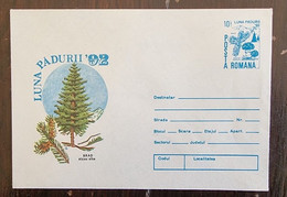 ROUMANIE Champignons, Arbres, Arbre, Forets. Entier Postal émis En 1992. (Brad - Albies Alba) - Funghi
