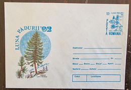 ROUMANIE Champignons, Arbres, Arbre, Forets. Entier Postal émis En 1992. (Larice - Larix Decidua) - Mushrooms