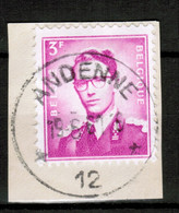 COB 1067 Sur Fragment, Oblitération Relais Etoile (*) Centrale ANDENNE/12 Parfaitement Aposee, Agence Rare, Superbe - Used Stamps