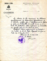 FACTURE.07.ARDECHE.MAIRIE DE CHASSIERS.DECLARATION DE RECOLTE DE VIN DE L'ETABLISSEMENT DE BETHANIE 1942. - Non Classés