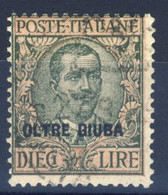 1925 - Oltre Giuba - Floreale 10 Lire Oliva E Rosa Annullato - Oltre Giuba