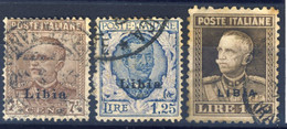 1928 - Libia - Serie Di 3 Valori Soprastampati E Annullati - Libia