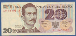 POLAND - P.149a2 –  20 Złotych 01.06.1982 AUNC, Serie AH 6610593 - Poland