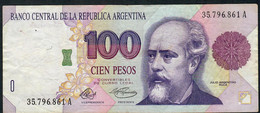 ARGENTINA P345a 100 PESOS 1992 Serie A Signature 54 (FIRST ! ) AVF 2 P.h. - Argentine