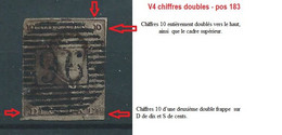 Nr1 Oblit. Centrale P96 Philippeville + V4 Chiffres Doublés - Cadre Sup Doublé - Report Des Chiffres Dans Le Bas - 1849 Epaulettes