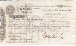 BILLETE DE REINO UNIDO DE 20 POUNDS DE COUTTS & Cª STRAND LONDRES DEL AÑO 1889  (LETTRE CREDIT) - 20 Pounds