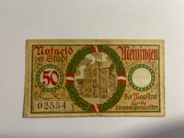 Allemagne Notgel Meiningen 50 Pfennig - Collections