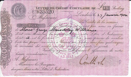 BILLETE DE REINO UNIDO DE 10 POUNDS DE COUTTS & Cª STRAND LONDRES DEL AÑO 1904 (LETTRE CREDIT) - 10 Ponden