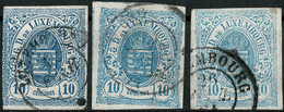 Luxembourg Luxemburg 1859 Armoireries 3 X 10c. Oblitérés Michel:6 A,b,c Val.cat.80€ - 1859-1880 Wappen & Heraldik