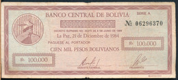 °°° BOLIVIA - 100000 PESOS BOLIVIANOS 1984 °°° - Bolivië