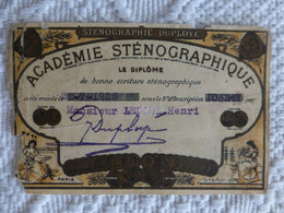 Académie De Sténographie Dupoyé, 1925, Diplôme De Bonne écriture (état) ; PAP 03 - Diplome Und Schulzeugnisse