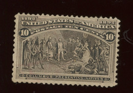 Columbus. 10c     Sc.237. Cv=100--$ As * But NO GUM            Centering OK - Unused Stamps
