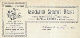 1933 Courrier Illustré Football / Club Méziré / 90 Territoire Belfort / Siège Au Café Du Centre / Cachet Mairie - Sport & Tourismus