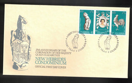 NEW HEBRIDES (BRITISH) Scott # 258a, 258b, 258c FDC - 25th Anniversary Of QEII Coronation - Brieven En Documenten